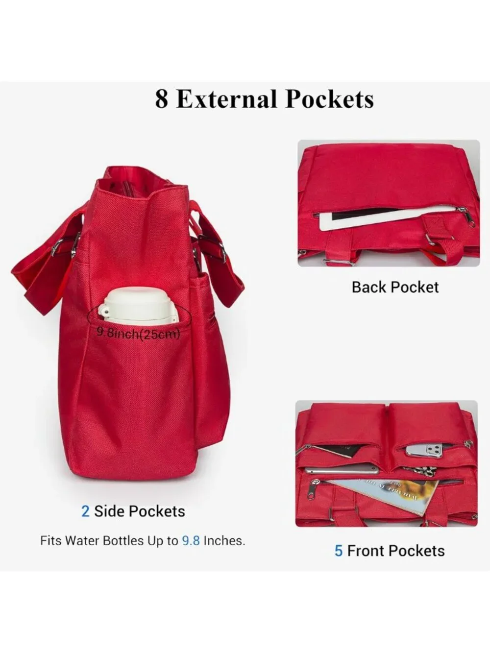 Waterproof Canvas Tote Bag | Multi-Pocket Shoulder Bag for Work & Travel